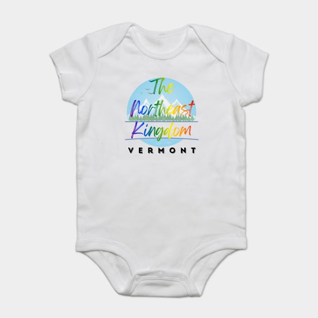 Northeast Kingdom Vermont Pride - Colorful LGBTQ+ Mountain Landscape Illustration Baby Bodysuit by WarFX Designs